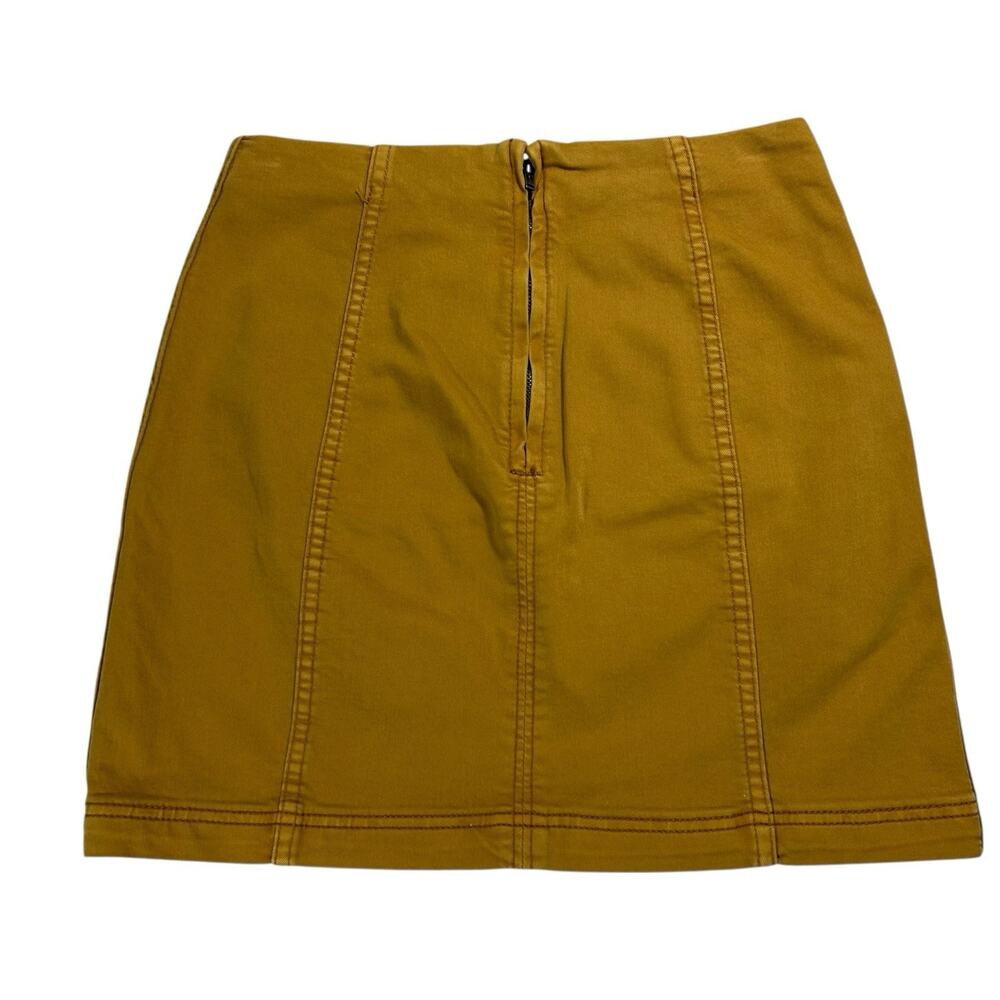 Free People Womens Sz 6 Modern Femme Golden Yellow Denim Skirt Mod Retro Boho - Picture 3 of 9